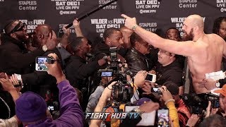 DEONTAY WILDER amp TYSON FURY ALMOST FIGHT ONSTAGE DURING FINAL PRESS CONFERENCE FACE OFF [upl. by Watts234]