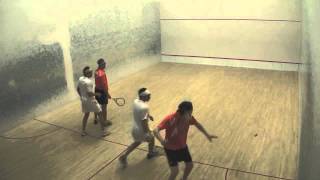 Squash Doubles Game 1 ISDA NYAC Mudge Gould Badan Mathur Semi Final [upl. by Ainimre]