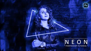 Neon Light Effect Photoshop Tutorial Glowing Neon Light [upl. by Erv]