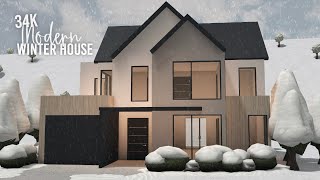 34k Modern Winter House  Bloxburg Speedbuild  Grxceea [upl. by Ullund]