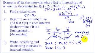 Increasing Decreasing Intervals and Relative Extrema [upl. by Blondell]