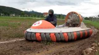 MAD81 hovercraft plying on a rough mud trails made by military trucks [upl. by Einaffit]