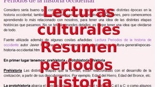 Resumen de los periodos historia occidental lecturas culturales [upl. by Ehr]