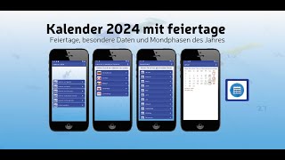 Kalender 2024 mit feiertage [upl. by Ahsekyt]