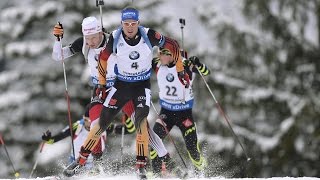 Massenstart Männer Ruhpolding  18 Januar 2015 [upl. by Ahsram]