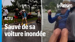 Une bande de «cowboys» sauve un homme âgé pris au piège dans sa voiture inondée [upl. by Winnie878]