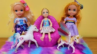 Grocery store play with Chelsea  Elsa amp Anna toddlers  Barbie dolls  shopping [upl. by Aliekat]