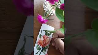 Simple bookmark watercolor painting watercolor brushartists brush flowers art brushtutorial [upl. by Olen982]