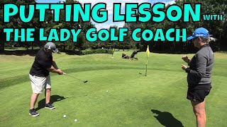 PUTTING LESSON WITH THE LADY GOLF COACH EMMA BROWN PGA [upl. by Nilpik]