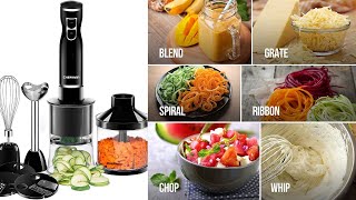 Chefman Electric Spiralizer amp Immersion BlenderVegetable Slicer 6IN1 Food Prep Combo Kit [upl. by Zebapda]