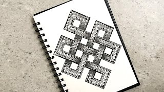 Eternity Endless Knot Buddha Symbol Mandala Drawing  3D Shapes Mandala Art [upl. by Brause]