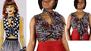 How to make a Crop Top with Lutterloh Pattern  the golden rule USA Pattern  front tie top  diy [upl. by Laamak]