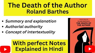 The Death of the Author by Roland Barthes in Hindi  Thinking Literature  UGCNET English [upl. by Florella]