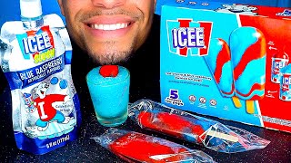 Icee Slushies Popsicle Blue Red Maker Machine Fun Factory Eating Show No Talking Crunchy [upl. by Nnyrb]