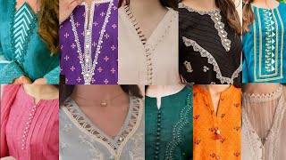 Trendy Neck Designing With Lace And Button For Eid New Lace Neck Designing 2024Hala Dress Ideas [upl. by Natalie]