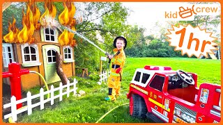 Firefighter and police rescue compilation with kids fire truck and police car Educational  Kid Crew [upl. by Arte]