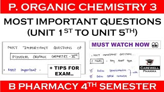 Most Important Questions  Tips amp Tricks  Pharmaceutical Organic Chemistry 3  Carewell Pharma [upl. by Durrace]