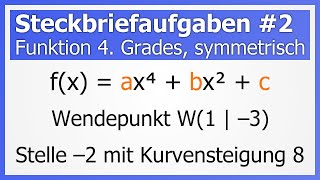 Steckbriefaufgaben 2 Ganzrationale Funktion 4 Grades bestimmen symmetrisch  How to Mathe [upl. by Auahsoj]