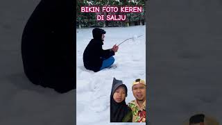 BIKIN FOTO API KEREN DI SALJU winter snow ice creative shorts [upl. by Rainwater]