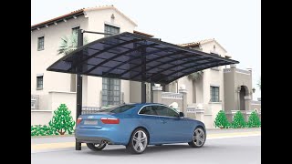 Sunjoy Carport Assembly 14x20 Metal Gazebo with Semitransparent Roof Design [upl. by Ellenod]