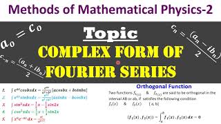 Complex Form of Fourier Series  Orthogonal Function  Important Formulas in UrduHindi [upl. by Eneiluj293]