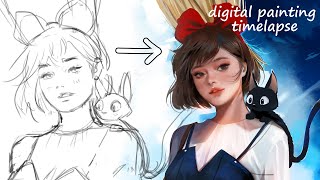 medibang painting process  Kiki Delivery Service [upl. by Ydissac]