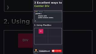 3 consecutive way to center the div using css shorts viral trending youtube youtubealgorithm [upl. by Aneeram528]