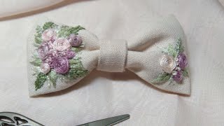 How to make a hand embroidered hair bow clip │DIY tutorial │Cách làm kẹp tóc thêu tay [upl. by Mayfield]