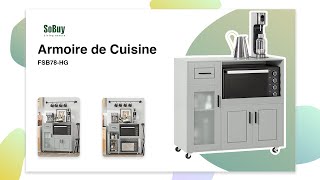 SoBuy Armoire de cuisine  Meuble de cuisine  Meuble micro onde  Buffet de cuisine  FSB78HG [upl. by Yklam]