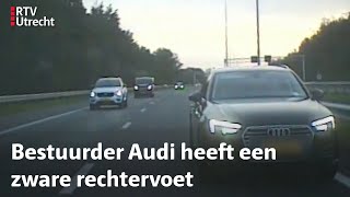 Audi rijdt met hoge snelheid over A27 rijdt over puntstuk en bumperkleeft erop los  RTV Utrecht [upl. by Jaynes960]