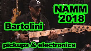 Bartolini pickups amp Electronics booth NAMM 2018 Bass guitar tone demos with E Pruitt [upl. by Enileda]