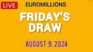 The National Lottery Euromillions Draw Live Results From Friday 09 August 2024  Euromillions live [upl. by Asiulana]