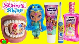 Brushing Shines Teeth From Shimmer and Shine with Hatchimals Surprises [upl. by Sylram]