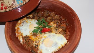 Tajine dyal Kefta  Tajine mit Hackfleisch und Ei  Tajine de Kefta aux oeufs [upl. by Aytnahs]