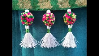 How to make pom pom ampsilk thread saree tassels  DIY how to make saree kuchu saree kuchu design34 [upl. by Novia596]