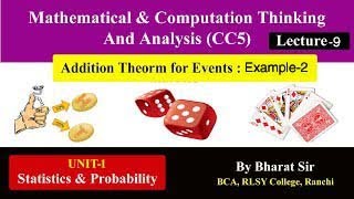 Mathematical amp Computation Thinking And Analysis Lecture 9  CC5  ranchiuniversity  Sem II [upl. by Gievlos]