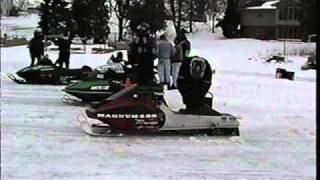 Racing vintage snowmobiles on the ice [upl. by Morice548]