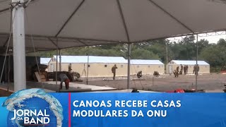 Canoas recebe casas modulares da ONU  Jornal da Band [upl. by Leanard]