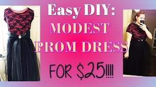 Easy DIY MODEST Prom Dress for 25 with sleeves [upl. by Tedd624]