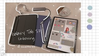 🥞Samsung Galaxy Tab S7 Aesthetic Unboxing📦✨ Mystic Navy Aesthetic  Accessories Shopee Haul🦄🐬 [upl. by Riamu405]