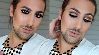 GOLD Glitter Cut Crease Makeup Tutorial  Brandon Nitti [upl. by Lirva]