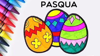 Impariamo come disegnare le uova di Pasqua  Disegni per bambini  Chiki Arte Italiana [upl. by Artamas]