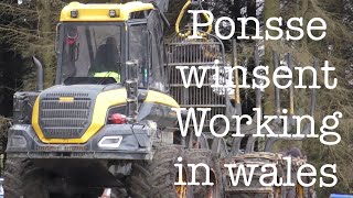 Ponsse winsent forestry forwarder working in Wild windy Wales [upl. by Noelani543]