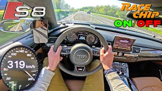 AUDI S8 PLUS 605HP  RaceChip GTS Black  STOCK vs TUNED [upl. by Adena]