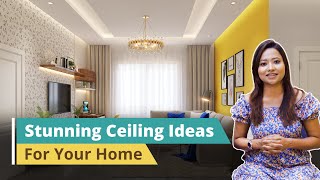 Ceiling Design For Living Room  False Ceiling Ideas  DesignCafe Guides [upl. by Attiuqihc]