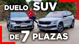 COMPARATIVA KIA SORENTO vs SKODA KODIAQ  DOS SUV de 7 plazas  HÍBRIDO vs DIÉSEL [upl. by Junko701]