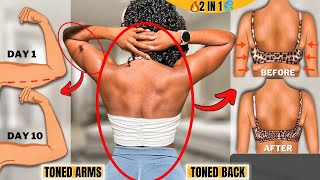 STANDING TONED ARMS amp BACK In Just 10 MinsDaysLose Back  Arm Fat FasterWeights vs No Weights [upl. by Duval317]