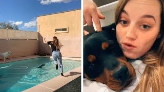 Girl Saves Dog From Drowning In Pool [upl. by Pomfret717]