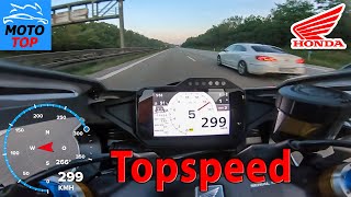 Honda CBR1000RRR SP 2021  TOPSPEED on AUTOBAHN  GPS 300 kmh [upl. by Nivac]