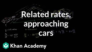 Related rates Approaching cars  Applications of derivatives  AP Calculus AB  Khan Academy [upl. by Dev]